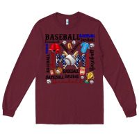 Burgundy baseball mom Long Sleeve Tee - CowhideDigitalArt