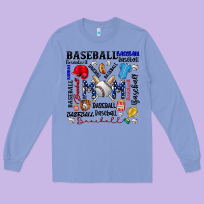 Baseball Mom Long Sleeve Tee Designed By Cowhidedigitalart