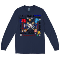 Navy baseball mom Long Sleeve Tee - CowhideDigitalArt