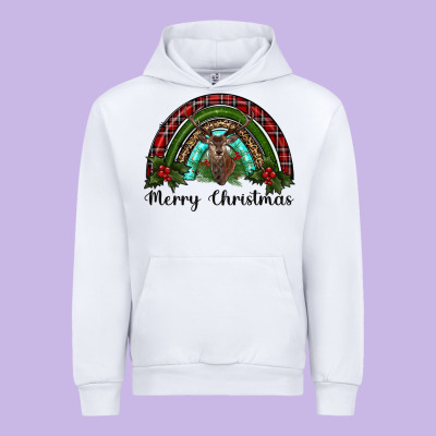 Reindeer Rainbow Christmas Urban Hoodie Designed By Ranaportraitstore