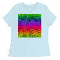 Baby Blue colorful tiger seamless pattern Ladies Tee - BundleAndBundleShop