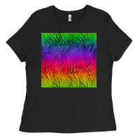 Black colorful tiger seamless pattern Ladies Tee - BundleAndBundleShop