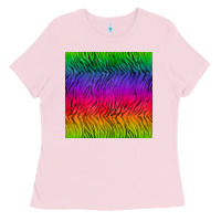 Bubblegum Pink colorful tiger seamless pattern Ladies Tee - BundleAndBundleShop