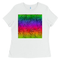 White colorful tiger seamless pattern Ladies Tee - BundleAndBundleShop
