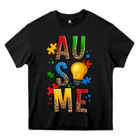 Black ausome autism Heavy Core Tee - OliviaCreatesArt