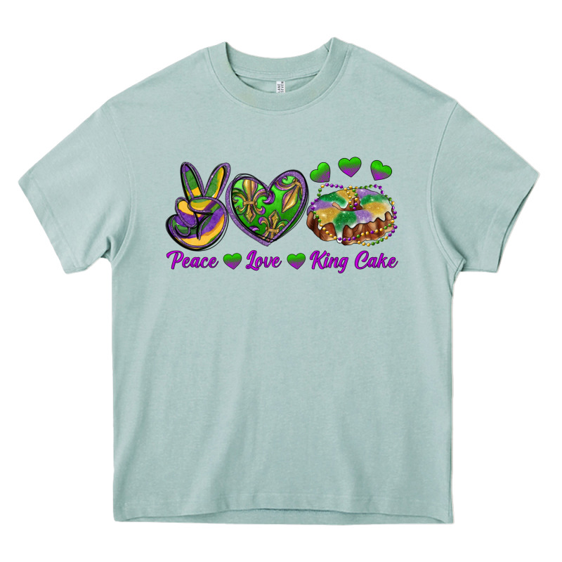 Peace Love Mardi Gras King Cake Heavy Core Tee by RanaPortraitStore | Teevron