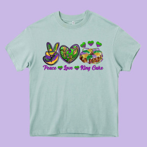 Peace Love Mardi Gras King Cake Heavy Core Tee Designed By Ranaportraitstore