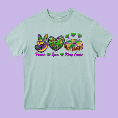 Peace Love Mardi Gras King Cake Heavy Core Tee Designed By Ranaportraitstore
