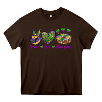 Chocolate Brown peace love mardi gras king cake Heavy Core Tee - RanaPortraitStore