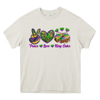 Cream peace love mardi gras king cake Heavy Core Tee - RanaPortraitStore