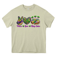 Mossy peace love mardi gras king cake Heavy Core Tee - RanaPortraitStore