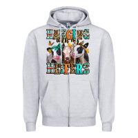 Heather Grey hanging with my heifers Zipper Hoodie - Jasminsmagicworld