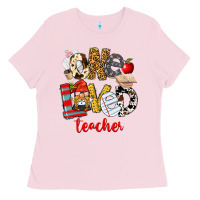 Bubblegum Pink One Loved Teacher Ladies Tee - FaDigitalArtStudio