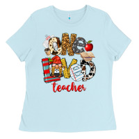 Baby Blue One Loved Teacher Ladies Tee - FaDigitalArtStudio