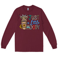 Burgundy just a latte moody Long Sleeve Tee - CowhideDigitalArt