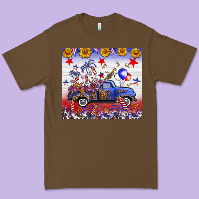 Fourth Of July Truck American Flag Premium Tee Designed By Fadigitalartstudio