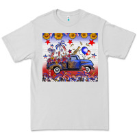 Dove Grey Fourth Of July Truck American Flag Premium Tee - FaDigitalArtStudio