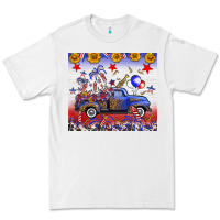 White Fourth Of July Truck American Flag Premium Tee - FaDigitalArtStudio