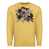 Antique Gold Floral boho wolf skull Premium Sweatshirt - RanaPortraitStore