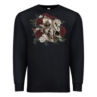Black Floral boho wolf skull Premium Sweatshirt - RanaPortraitStore