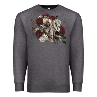 Charcoal Heather Floral boho wolf skull Premium Sweatshirt - RanaPortraitStore
