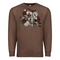 Chestnut Floral boho wolf skull Premium Sweatshirt - RanaPortraitStore