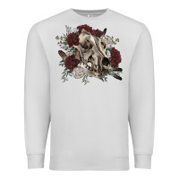 Dove Grey Floral boho wolf skull Premium Sweatshirt - RanaPortraitStore