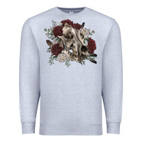 Heather Grey Floral boho wolf skull Premium Sweatshirt - RanaPortraitStore