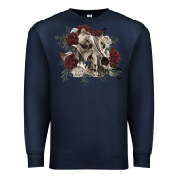 Navy Floral boho wolf skull Premium Sweatshirt - RanaPortraitStore