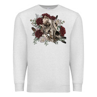 Oatmeal Heather Floral boho wolf skull Premium Sweatshirt - RanaPortraitStore