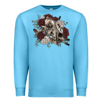 Ocean Blue Floral boho wolf skull Premium Sweatshirt - RanaPortraitStore