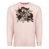 Pale Pink Floral boho wolf skull Premium Sweatshirt - RanaPortraitStore