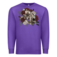 Purple Floral boho wolf skull Premium Sweatshirt - RanaPortraitStore