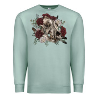 Seafoam Floral boho wolf skull Premium Sweatshirt - RanaPortraitStore