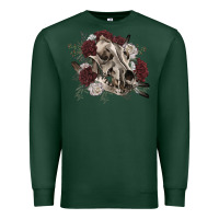 Sports Green Floral boho wolf skull Premium Sweatshirt - RanaPortraitStore