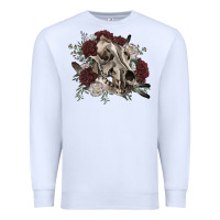 White Floral boho wolf skull Premium Sweatshirt - RanaPortraitStore
