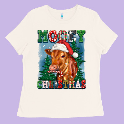 Mooey Christmas Heifer Ladies Tee Designed By Fadigitalartstudio