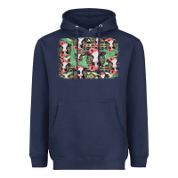 Navy baby cow floral aztec background Heavyweight Hoodie - Jasminsmagicworld