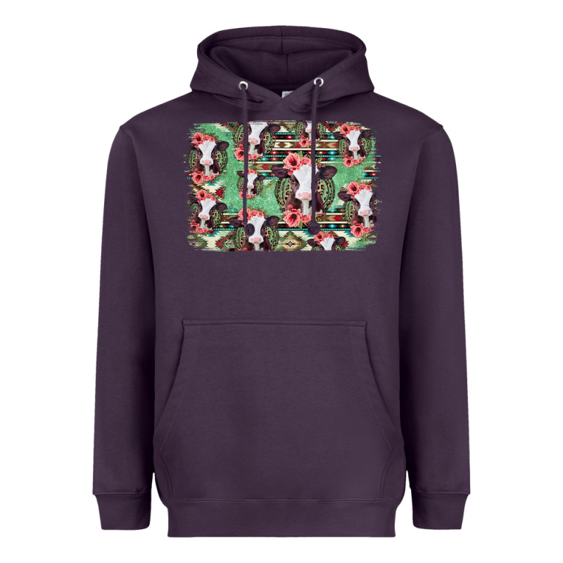 Baby Cow Floral Aztec Background Heavyweight Hoodie by Jasminsmagicworld | Teevron