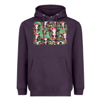 Plum baby cow floral aztec background Heavyweight Hoodie - Jasminsmagicworld