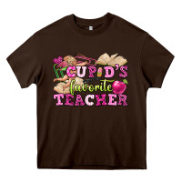 Chocolate Brown cupid's favorite teacher Heavy Core Tee - OliviaCreatesArt