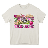 Cream cupid's favorite teacher Heavy Core Tee - OliviaCreatesArt