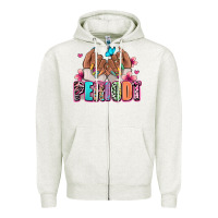 Oatmeal Heather Periodt afro woman nail art Zipper Hoodie - RanaPortraitStore