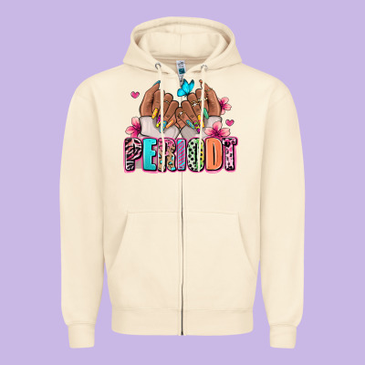 Periodt Afro Woman Nail Art Zipper Hoodie Designed By Ranaportraitstore
