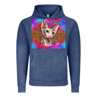 Vintage Denim purple glitter roses sphynx cat Vintage Hoodie - LillyAllenDesigns