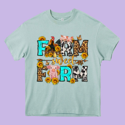 Farm Sweet Farm Western  Olivia Heavy Core Tee Designed By Oliviacreatesart