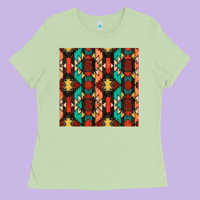 Native American Aztec Seamless Pattern Ladies Tee Designed By Bundleandbundleshop