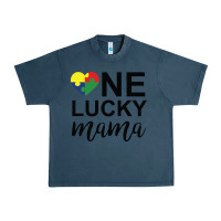 Midnight Navy one lucky mama Urban Heavy Tee - CowhideDigitalArt