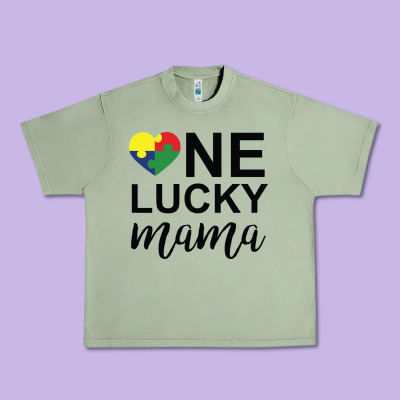 One Lucky Mama Urban Heavy Tee Designed By Cowhidedigitalart