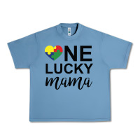 Pebble Blue one lucky mama Urban Heavy Tee - CowhideDigitalArt